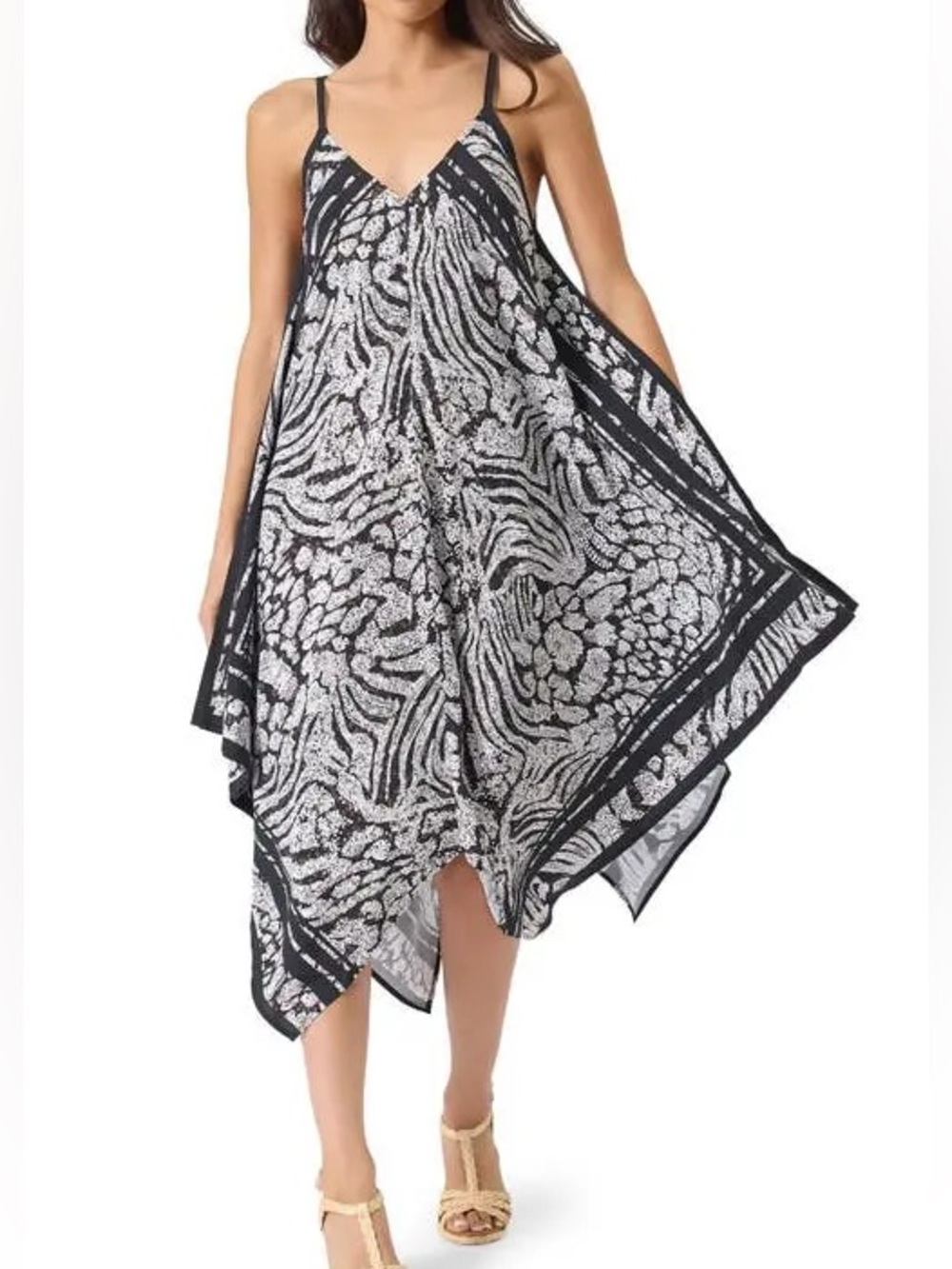 Tommy Bahama Playa Brava Printed Asymmetrical Handkerchief scarf dress L/XL